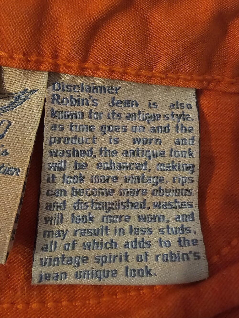 Vintage Robin's Jeans Tangerine Marilyn With Aurum Crystals  Low-Rise 30x34 - Picture 10 of 11